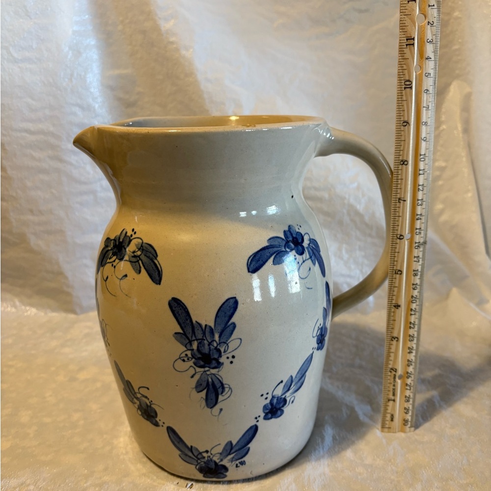Handcrafted Blue Floral Ceramic Pitcher